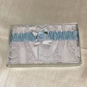 Deluxe Blue Garter with White Lace